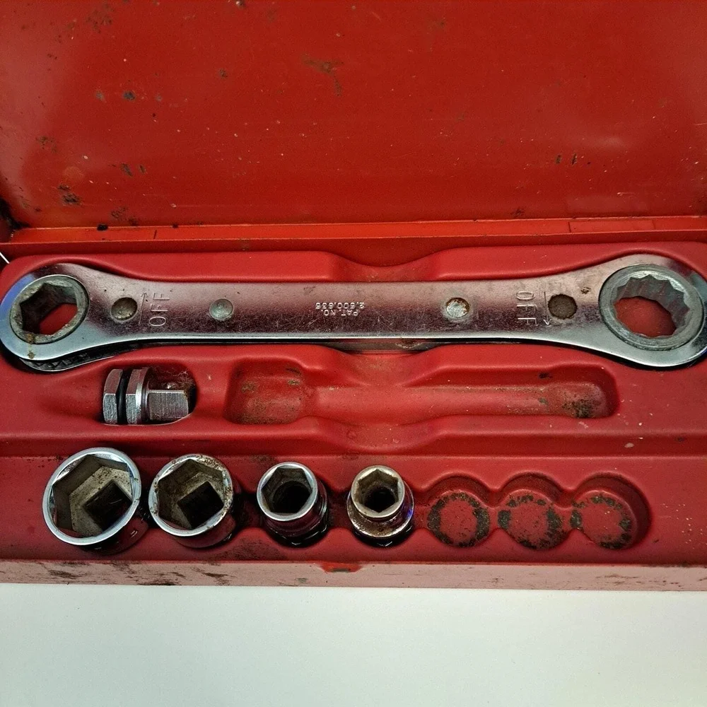 Vintage MAC Tools RBW-20 Ratcheting Wrench Set Double Box End 5/8 11/16 Adapters